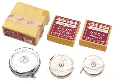 Lufkin Rule Company, Saginaw, Michigan: Three Original Box Tape Measures