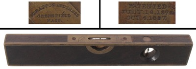 Stratton Brothers, Greenfield, Massachusetts, No. 10: 12" Mahogany Plumb & Level
