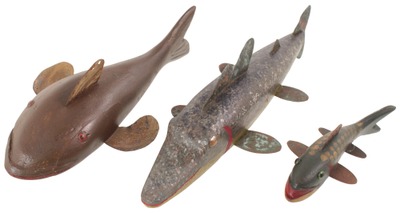 Robert Lindner, Clarence, New York: Three Unused Spear Fishing Decoys