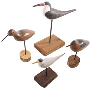 Robert Lindner, Clarence, New York: Coll. Of Four Carved Wooden Shore Birds