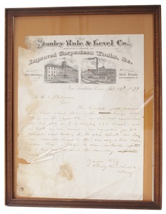 Stanley Rule & Level: Orig. 1879 Stanley Letterhead