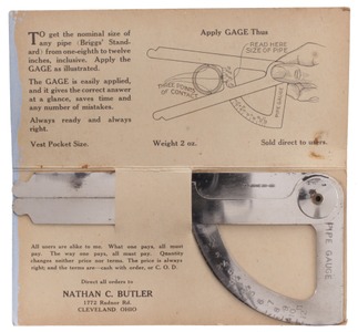 Nathan Butler, Cleveland, Ohio: Butler's Patent Pipe Gauge