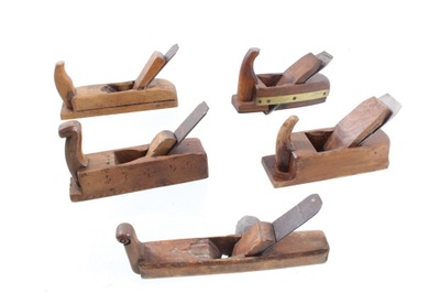 Assorted Makers: Lot Of Five Clean "Horn" Woodworking Planes