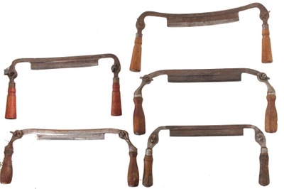Assorted Makers: Five Fldg. Handle Draw Knives
