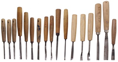 Assorted Makers: Wkg. Set Of 17 Clean Carving Tools