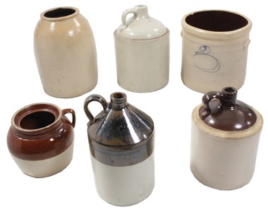 Unmmarked: Lot Of Six Clean Stoneware Items