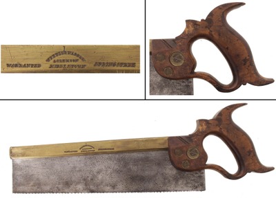 Wheeler, Madden & Bakewell/Middle: Early 12" Brass Back Tenon Saw