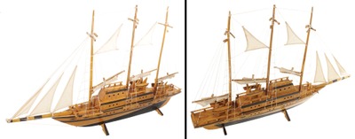 Unmarked: Detailed Model Of 3 Masted Ship