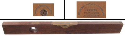 Stanley Rule & Level: Early Solid R'wood Plumb & Level