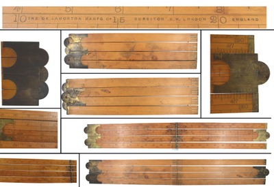 DeLamorton Manufacturing Company, London, England: Most Unus. Eight-Fol 8 Foot Folding Rule