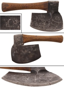 Eyssette/Gallargues, France: Most Unus. Curved Blade Hewing Axe