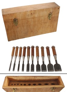 Miki-Inaoka, Japan: Stepped Set Of 10 Japanese Chisels