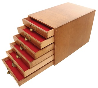 Weis Manufacturing Company, Monroe, Michigan: Six Drawer Oak Tool Chest