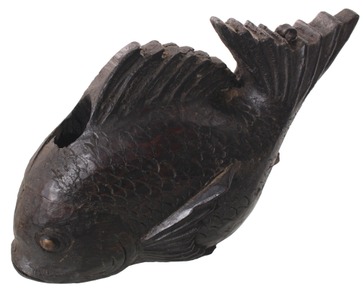 Unmarked: Unus. Carved Wooden Fish