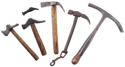 Assorted Makers: Five Early Hand Forged Hammers