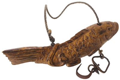 Unmarked: Unus. Carved Wooden Fish