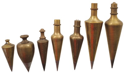Assorted Makers: Lot Of Seven Clean Brass Plumb Bobs
