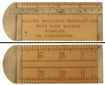 John Rabone & Sons,  Birmingham, England: Boxwood & Brass Adert. Caliperding Rule