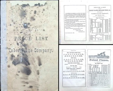 Taber Plane Co./New Bedford, Mass: Orig. 1872 "Price "List" Catalogue