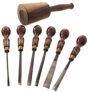 William Marples & Sons, Sheffield, England: Set Of Six Mahogany Hdl. Carving Tools