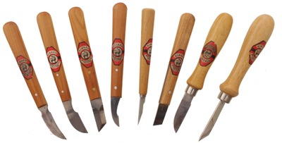 Hirsch Werkzeuge, Remscheid, Germany: Set Of 8 Extra Clean Chip Carving Tools