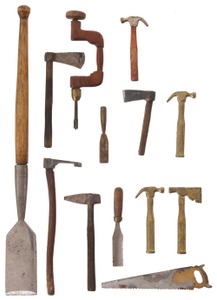 Unmarked: Coll. Of 13 Miniatu Woodworking Tools