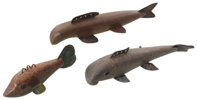 Robert Lindner, Clarence, New York: Three Cadillac Mich. Pattern Fish Decoys