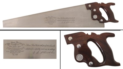 E.C. Atkins & Company, Indianapolis, Indiana, No. 400: Rosewood Handle 5 1/2 Pt. Rip Saw