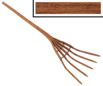 C. Musser, Bowmansville, Pennsylvania: Diminutive Wooden Pitchfork