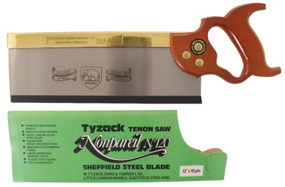 Tyzak Sons & Turner, Sheffield, England: Unused 12" Brass Back Hand Saw