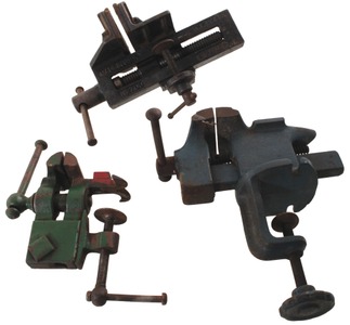 Assorted Makers: Three Small Size Cast Iron Vises