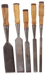 T.H. Witherby, Winsted, Connecticut: Five Bevel Edge Withery Nchisels
