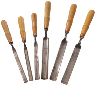 Buck Brothers, Millbury, Massachusetts: Stepped Set Of Six Crank Neck Gouges