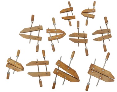 Adjustable Clamp Company, Chicago, Illinois: Wkd. Set Of Ten Dbl. Dual Screw Clamps