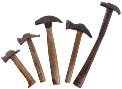 Assorted Makers: Five Early Type Claw Hammers
