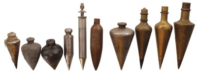 Assorted Makers: Ten Brass And Iron Plumb Bobs