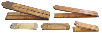 Stanley Rule & Level: Lot Of Five Asst. Folding Rule