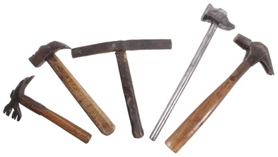 Assorted Makers: Five Early Hand Forged Hammers