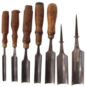 D.R. Barton & Company, Rochester, New York: Stepped Set Of Seven Tang Gouges