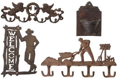 Assorted Makers: Lot Of Five Decorati Cast Iron Items