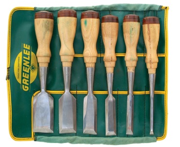 Greenlee Tool Company, Rockford, Illinois, No. V200D: Cased Set Of Six Butt Chisels