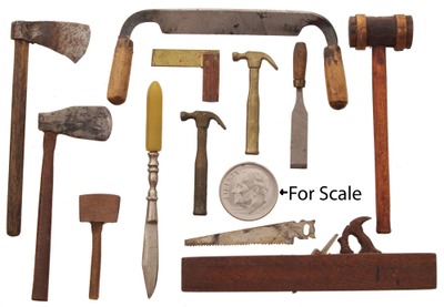 Unmarked: Coll. Of 13 Miniatu Woodworking Tools