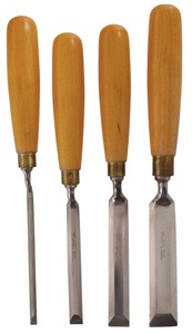 Henry Taylor, Acorn Works, Sheffield, England: Stepped Set Of Four Crank Neck Chisels