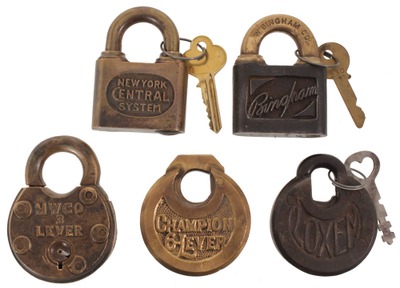 Assorted Makers: Lot Of Five Clean Early Padlocks