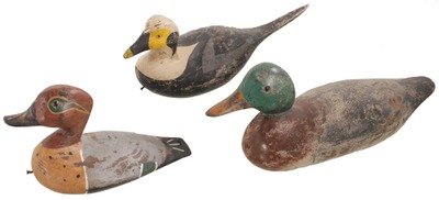 Unmarked: Three Early Wooden Duck Decoys